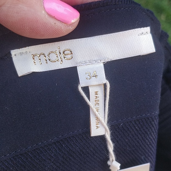 Maje Navy blue skirt with stud and attached belt - Picture 8 of 9